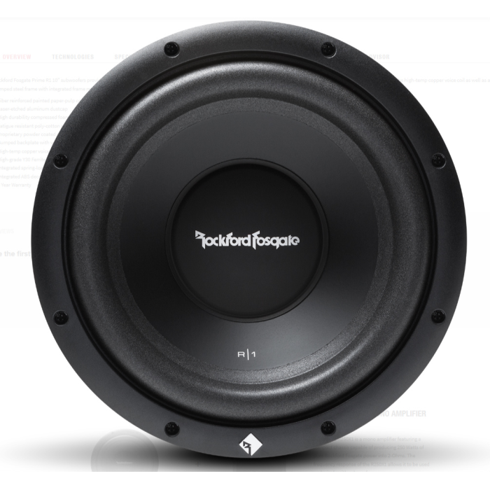 Rockford Fosgate Prime 10” R1 4Ohm SVC Subwoofer