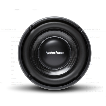 Rockford Fosgate Power 10" T1 Slim Single 1-Ohm Subwoofer 